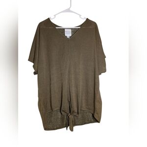New York Laundry Green Relaxed Tie Front Tee
